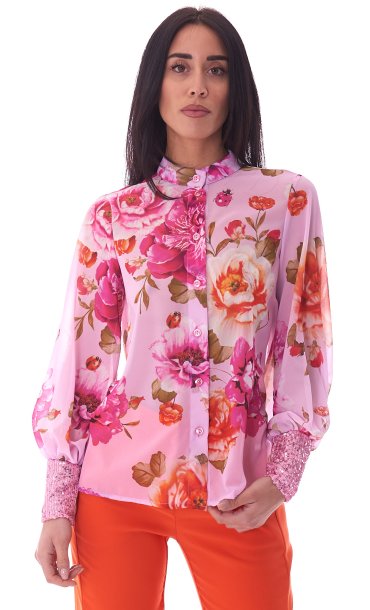 LUCKYLU FLOWER SHIRT WITH PAILLETTES