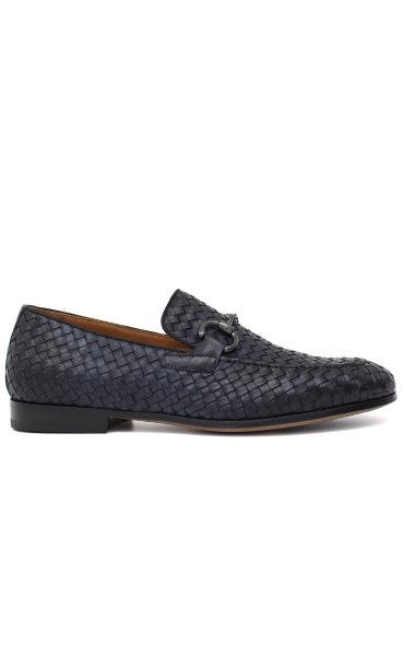 LEATHER BRAIDED LOAFER BLUE
