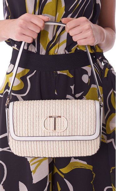TWINSET SHOULDER WOVEN BAG WITH LOGO