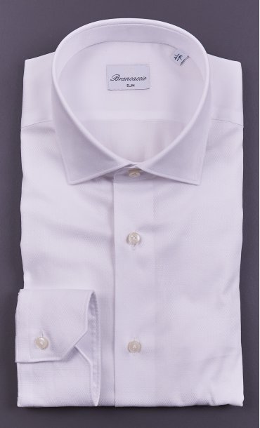 WHITE TEXTURED SHIRT BRANCACCIO SLIM FIT ITALIAN COLLAR