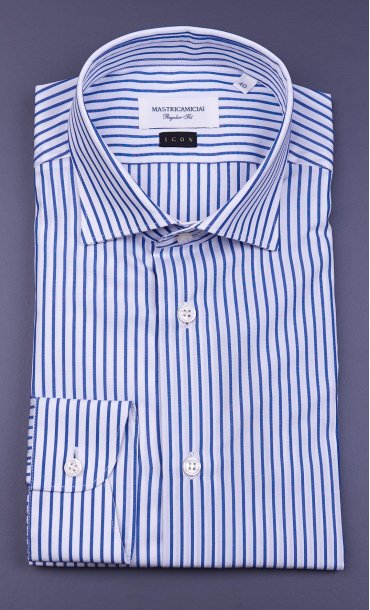 MID BLUE STRIPED SHIRT MASTRICAMICIAI REGULAR FIT