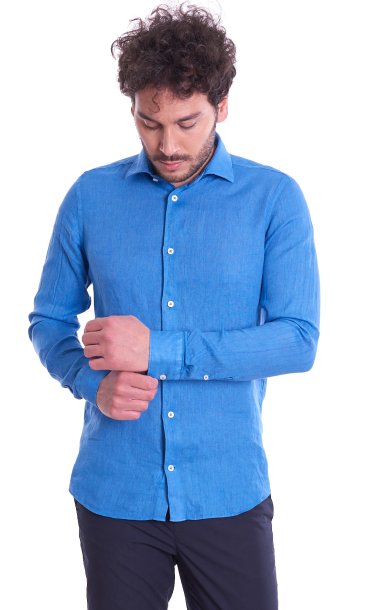 LINEN SHIRT MASTRICAMICIAI SLIM FIT WITH ITALIAN COLLAR