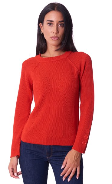 MARIA BELLENTANI CREW NECK SWEATER WITH BUTTONS