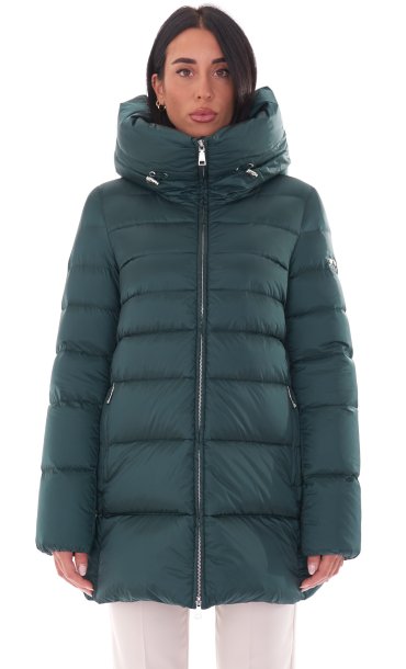 FLARED LONG DOWN JACKET ADD WITH HOOD