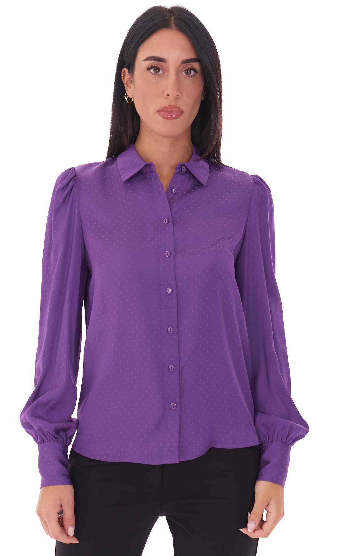 Women's Twinset fuxia long sleeve pois shirt 232TT2173