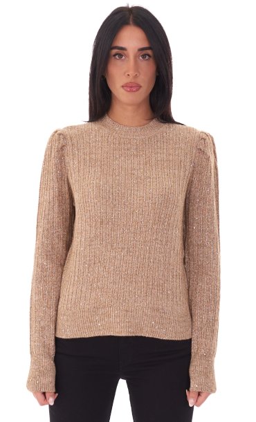 TWINSET HIGH NECK SWEATER WITH PAILLETTES