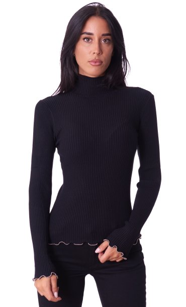 TWINSET ACTITUDE TURTLENECK SWEATER WITH PEARLS