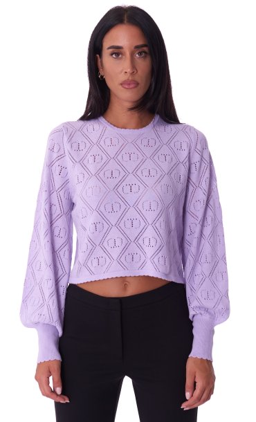 TWINSET LOGO SWEATER WITH PUFF SLEEVES