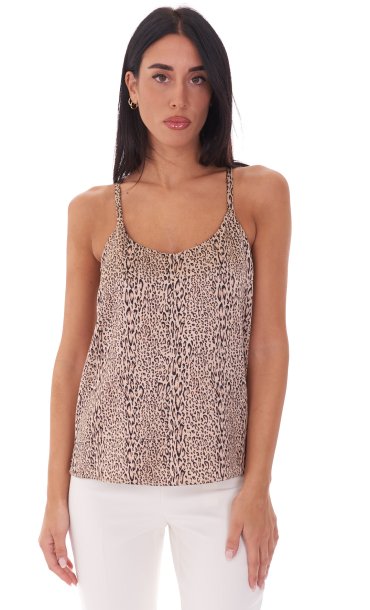 TWINSET SATIN ANIMALIER TOP