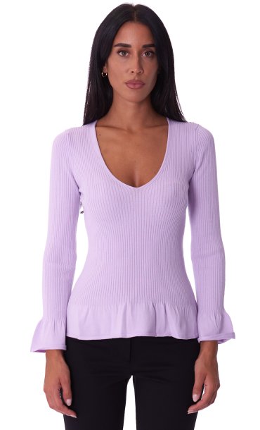 TWINSET RIBBED SWEATER WITH ROUCHES