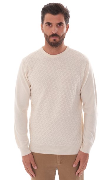PRIVATI FIRENZE ROUNDNECK RHOMBUS WOOL AND CASHMERE SWEATER