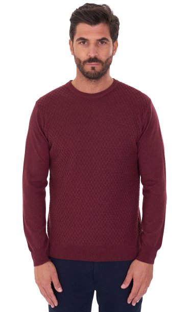 ROUNDNECK TEXTURED SWEATER PRIVATI FIRENZE PURE EXTRAFINE MERINO WOOL