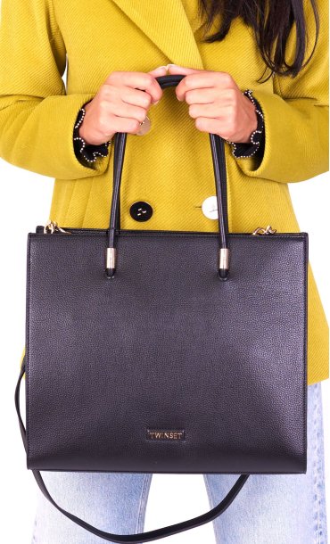TWINSET TOTE BAG WITH LETTERING LOGO