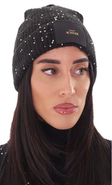 TWINSET ACTITUDE HAT WITH PAILLETTES