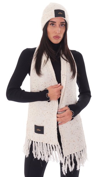 TWINSET ACTITUDE LUREX SCARF WITH PAILLETTES