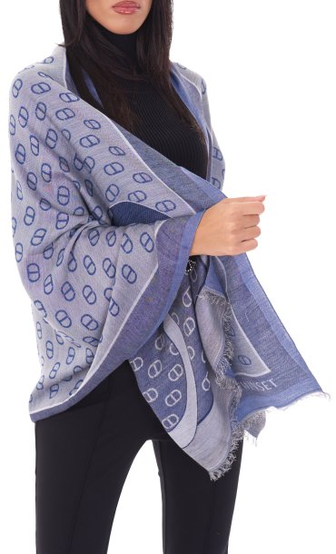 TWINSET JACQUARD STOLE WITH OVAL T LOGO