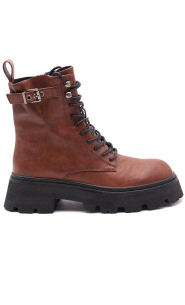 TWINSET ACTITUDE BROWN BOOTS WITH BUCKLE