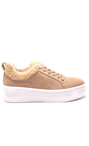 TWINSET SNEAKER WITH ECOFUR AND LOGO