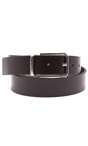 TRUSSARDI REVERSIBLE LEATHER BELT WITH LOGO