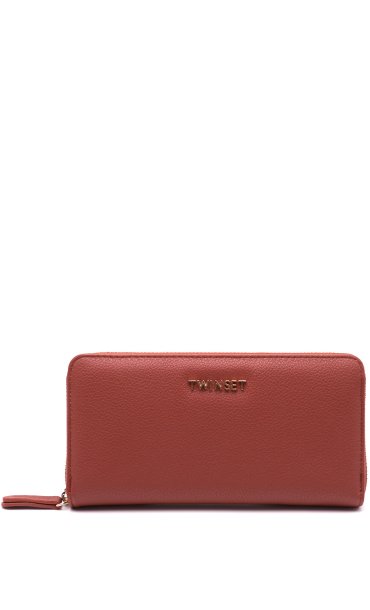 TWINSET ZIP AROUND WALLET WITH LETTERING LOGO