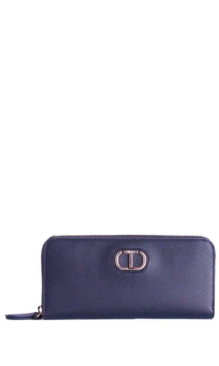 TWINSET WALLET ZIP AROUND WITH OVAL LOGO