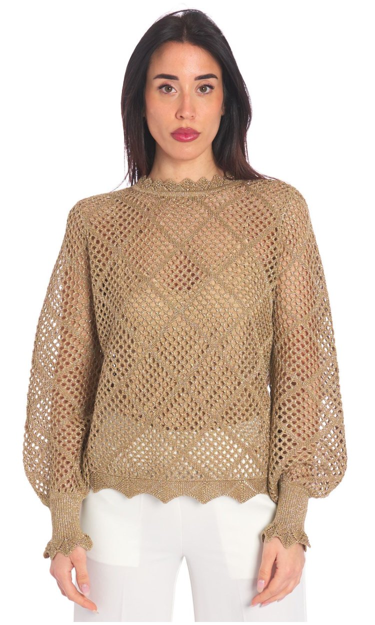 PERFORATED TWINSET SWEATER IN LUREX