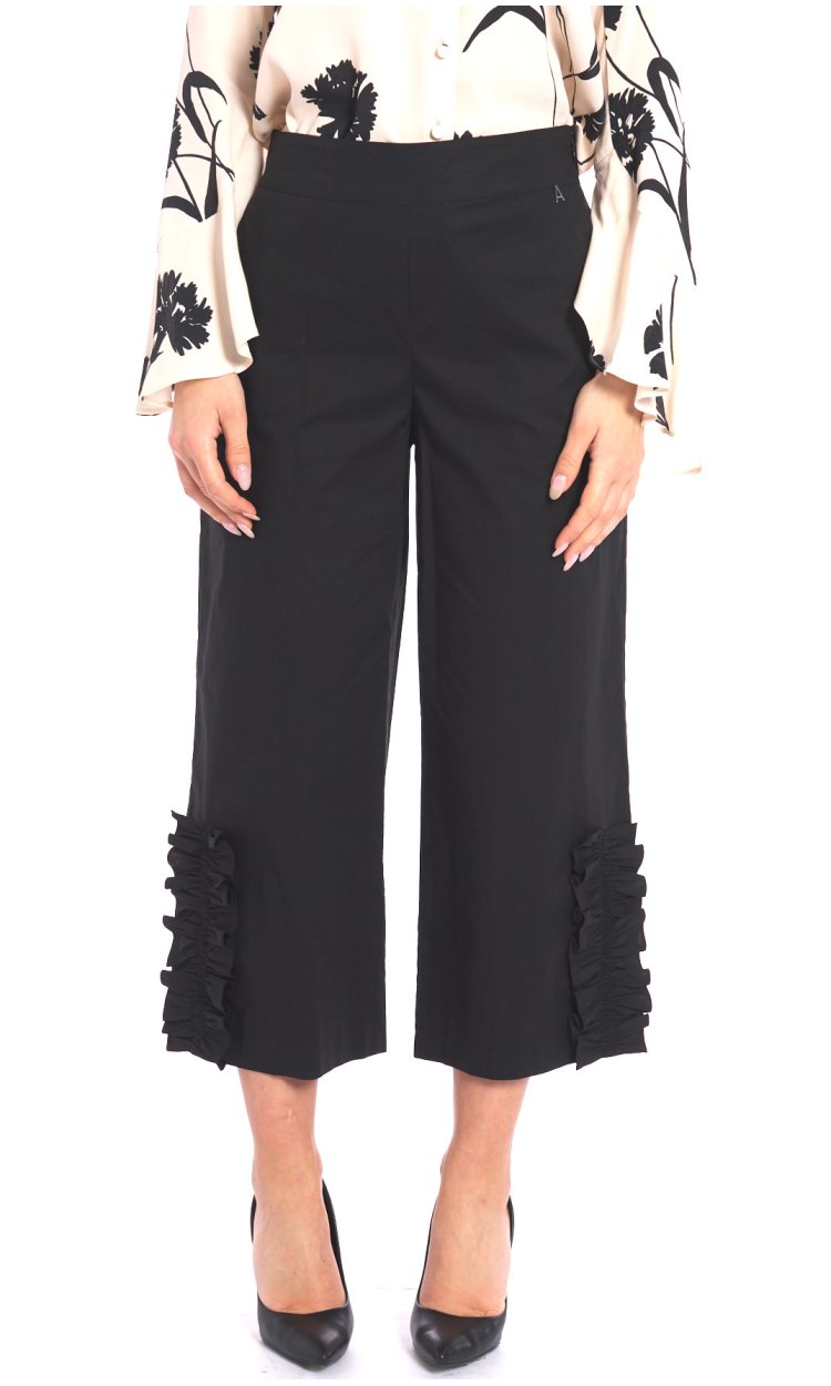 TWINSET ACTITUDE CROPPED PANTS WITH VOLANT