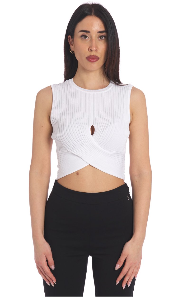 TWINSET ACTITUDE CROPPED RIBBED TOP