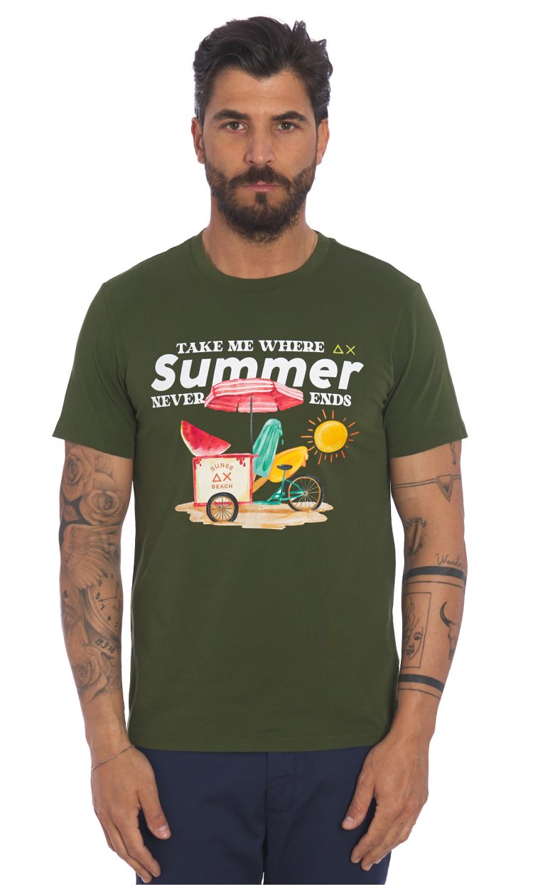 Sun 68 men's green summer vibes t-shirt T34142