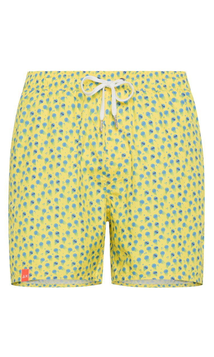 SUN 68 YELLOW SWIM PANT WITH JELLYFISH