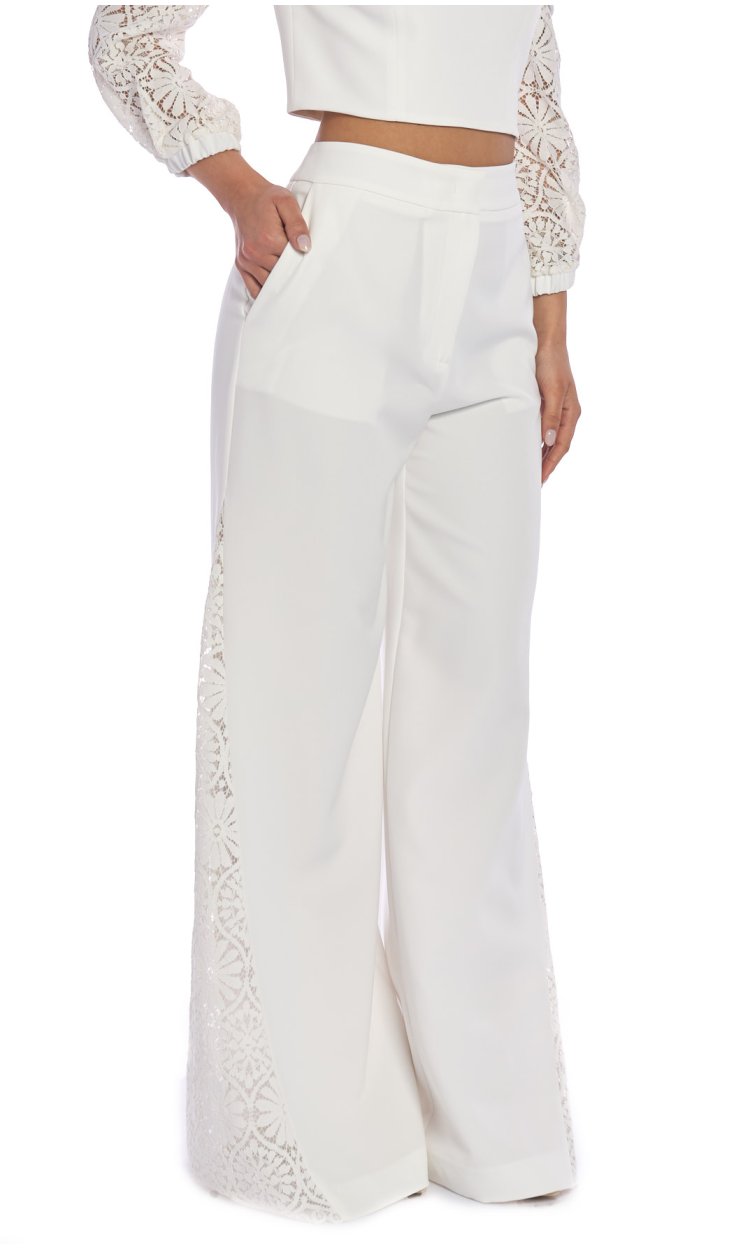 LUCKYLU WIDE PANTS WITH LACE APPLICATION