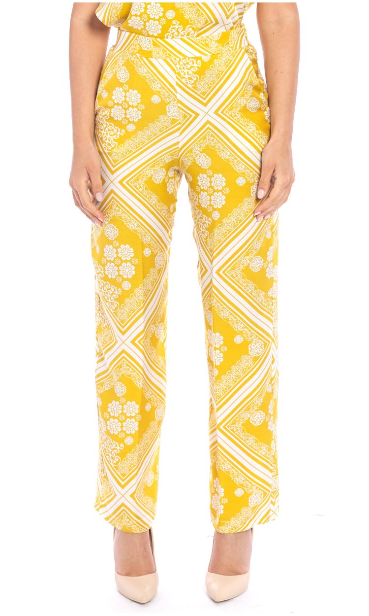 WIDE TROUSERS MARIA BELLENTANI PRINTED YELLOW