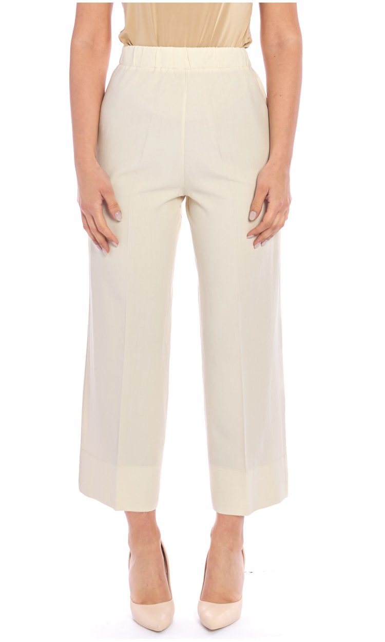 MARIA BELLENTANI WIDE TROUSERS IN LINEN BLEND