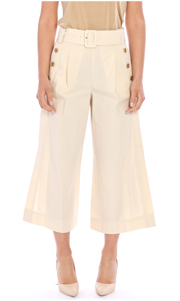 PANTALONE CROPPED TWINSET CON CINTURONE SABBIA