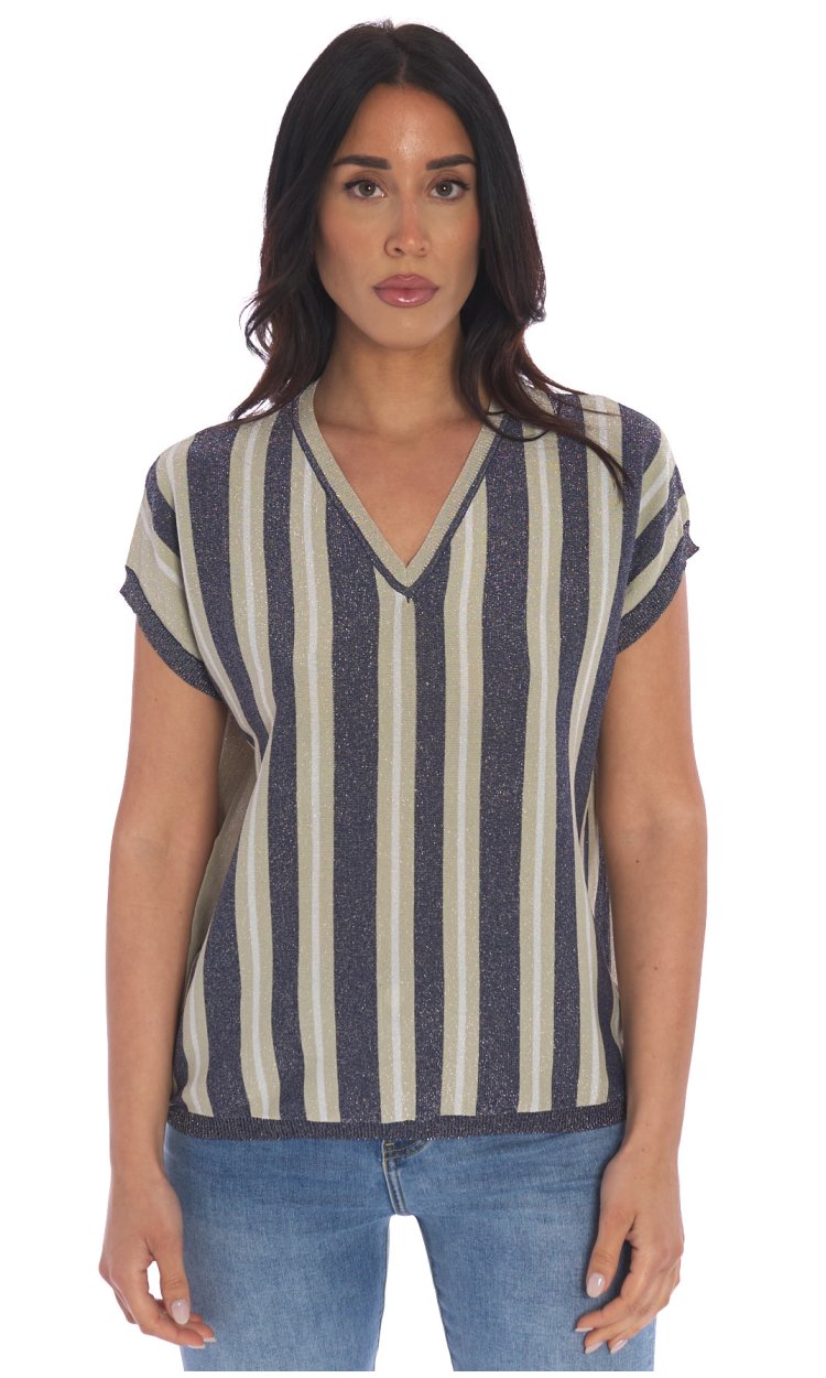 WHITE WISE STRIPED LUREX TANK TOP