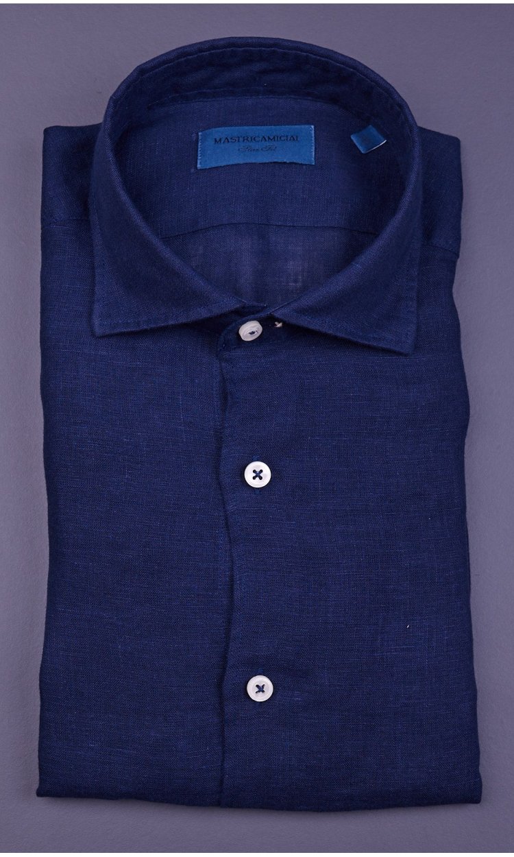 LINEN SHIRT MASTRICAMICIAI SLIM FIT WITH LUCA COLLAR