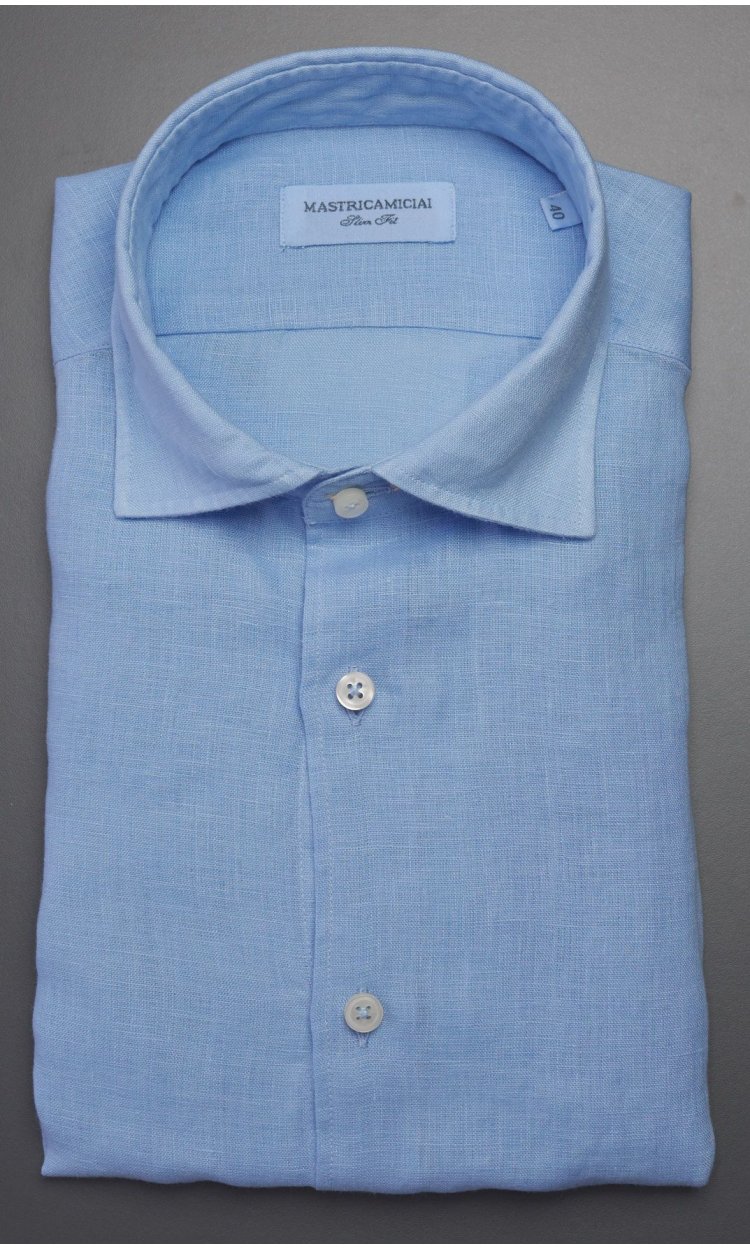 LINEN SHIRT MASTRICAMICIAI SLIM FIT WITH LUCA COLLAR