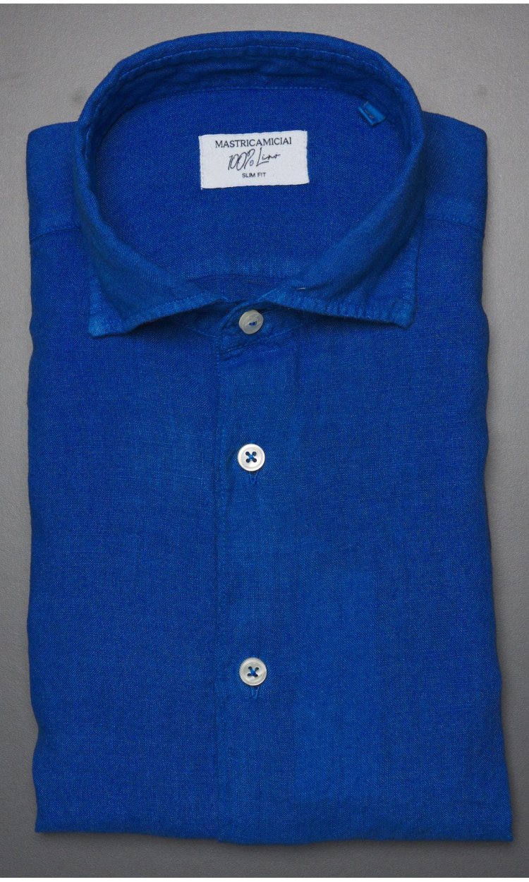 LINEN SHIRT MASTRICAMICIAI SLIM FIT WITH ITALIAN COLLAR