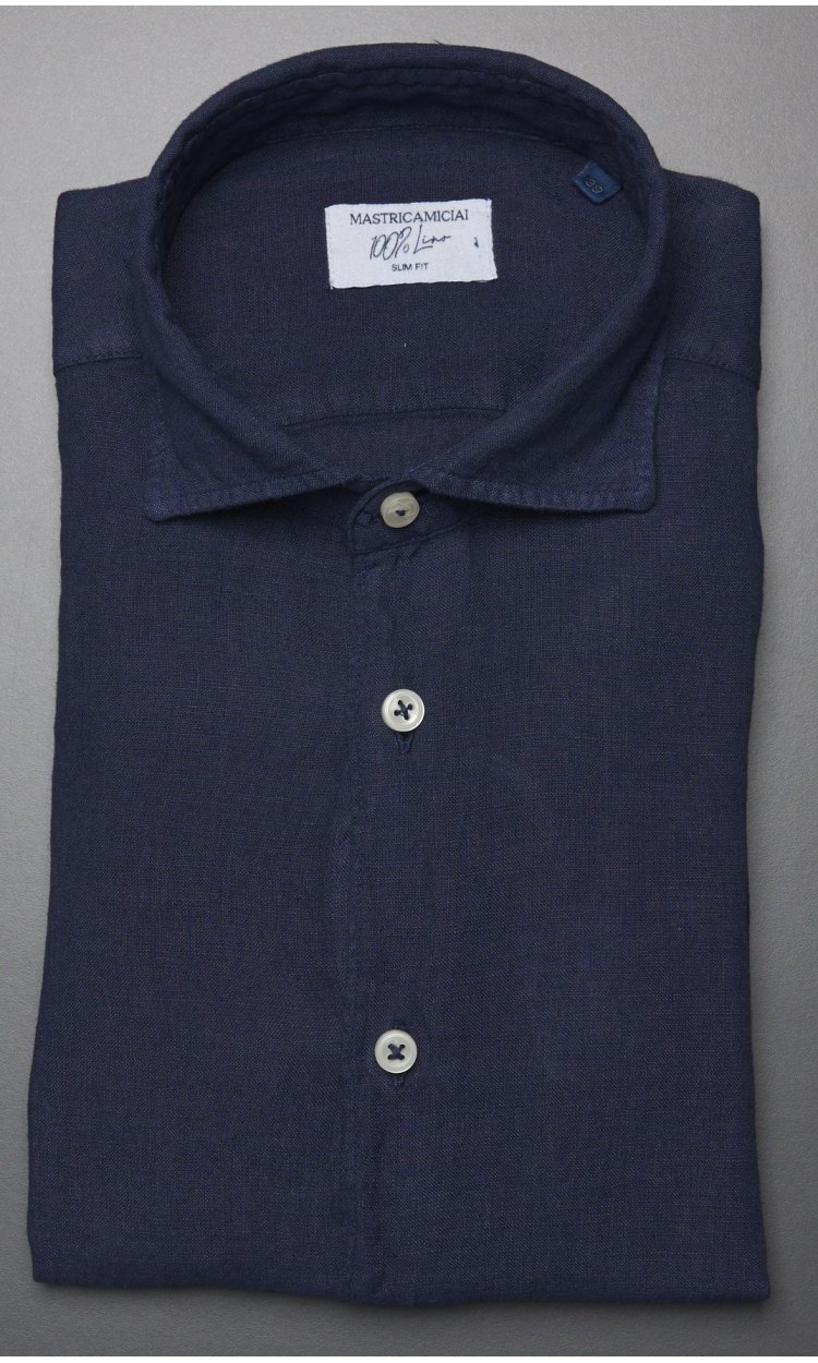 LINEN SHIRT MASTRICAMICIAI SLIM FIT WITH ITALIAN COLLAR