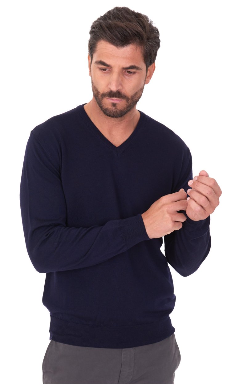 V NECK SWEATER PRIVATI FIRENZE PURE EXTRAFINE MERINO WOOL