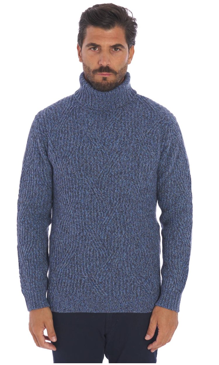 PRIVATI PIRENZE HIGH NECK RIBBED PURE WOOL SWEATER