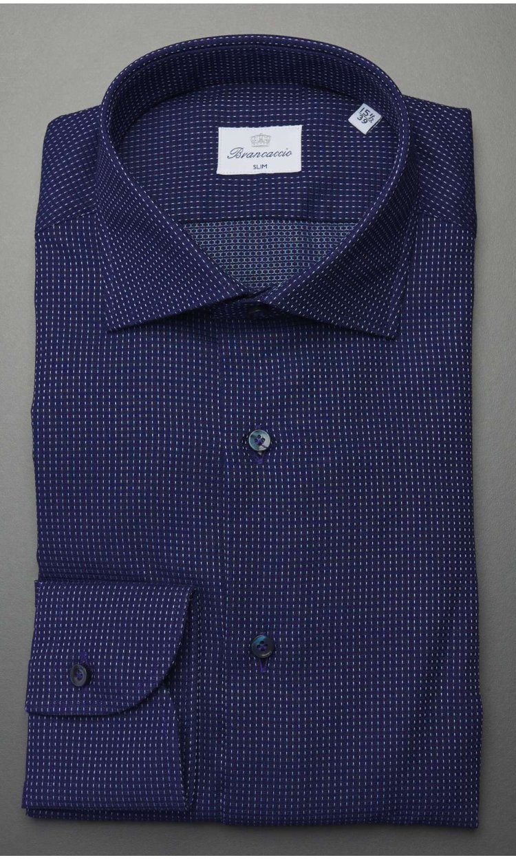 CAMICIA BRANCACCIO MICRO FANTASIA COLLO GIÒ BLU