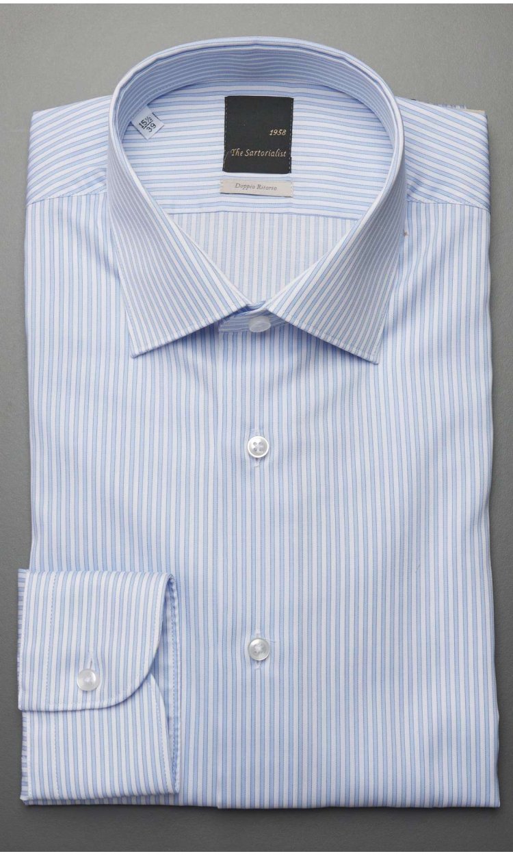 DOUBLE TWISTED STRIPED SHIRT THE SARTORIALIST BLUE SKY