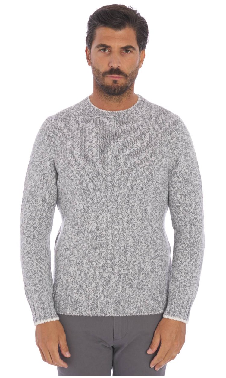 CREW NECK GRAN SASSO MOULINÈ SWEATER IN PURE WOOL