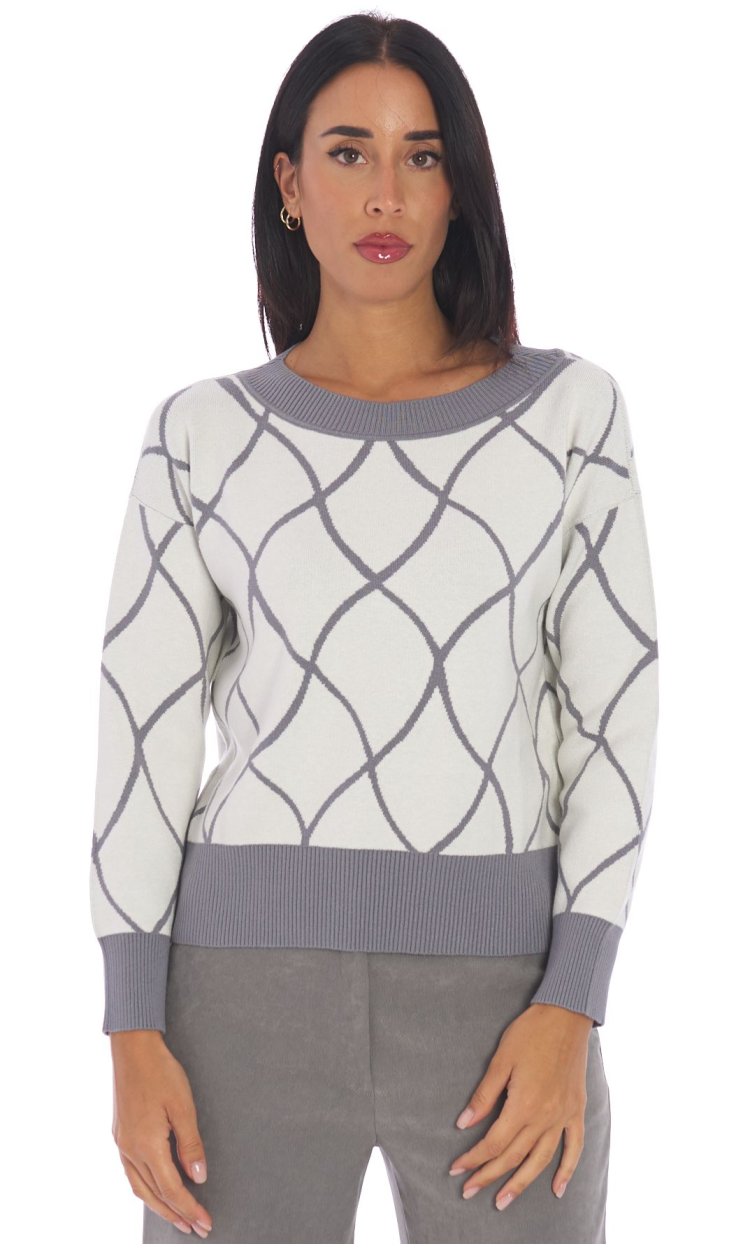 MARIA BELLENTANI FANTASY SWEATER WITH BOAT NECK