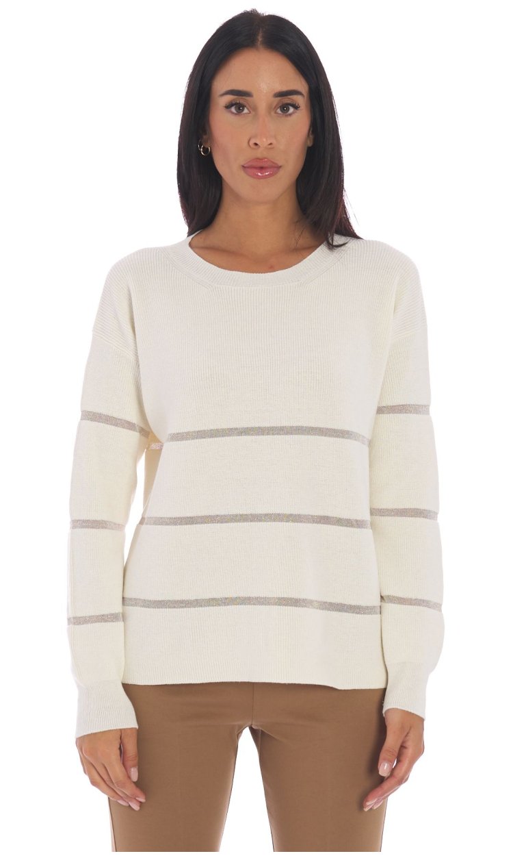 MARIA BELLENTANI CREW NECK SWEATER IN COB STITCH WITH LUREX