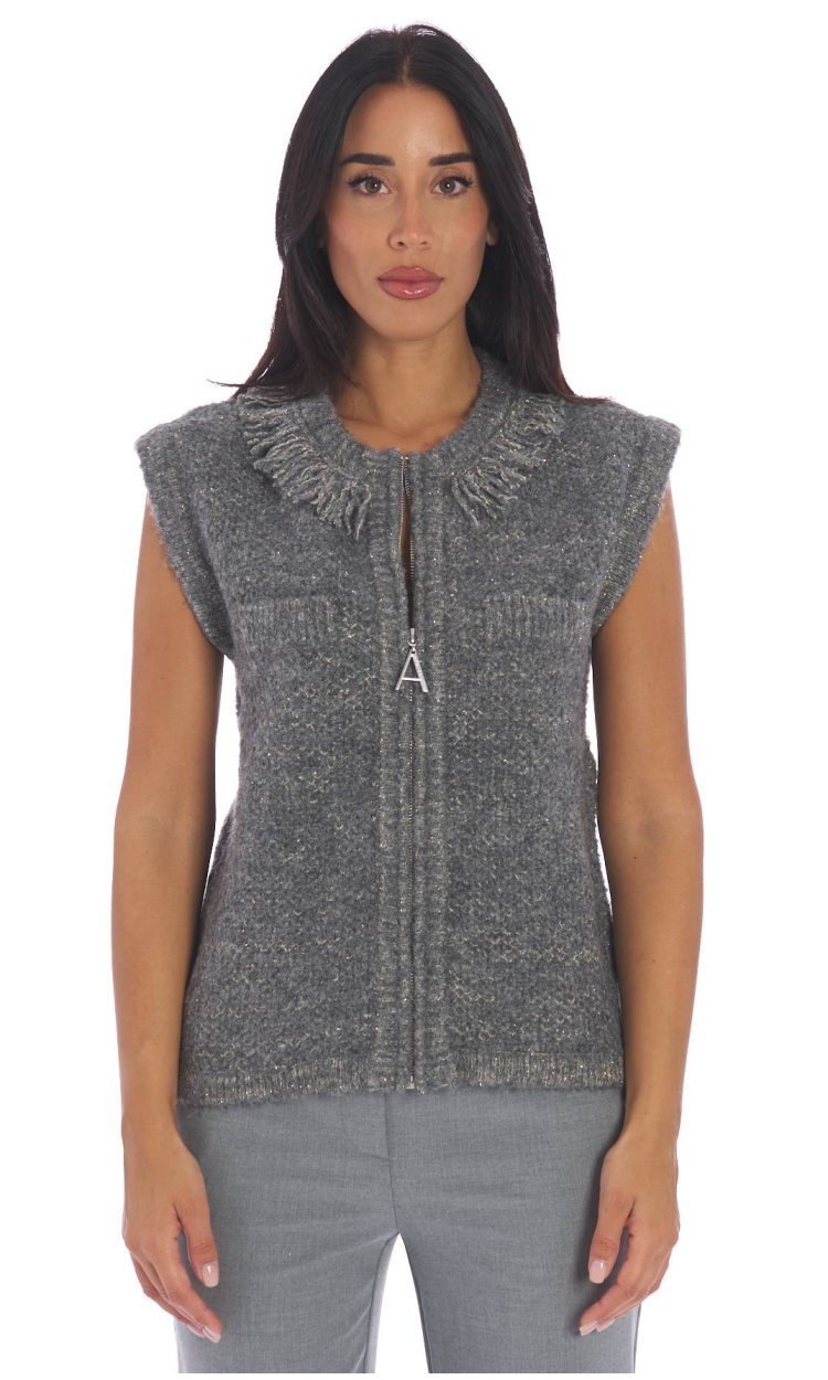 TWINSET ACTITUDE KNIT VEST WITH ZIP