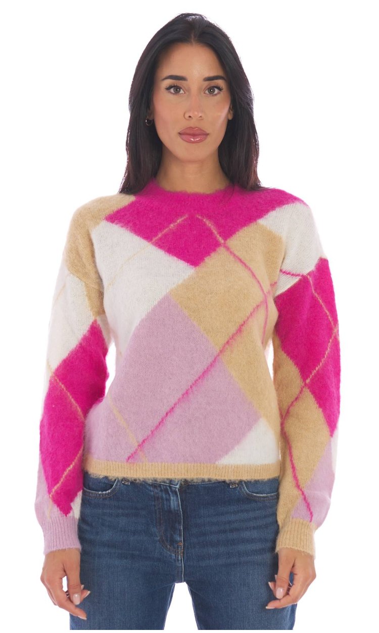 TWINSET ACTITUDE SWEATER WITH MAXI RHOMBUS