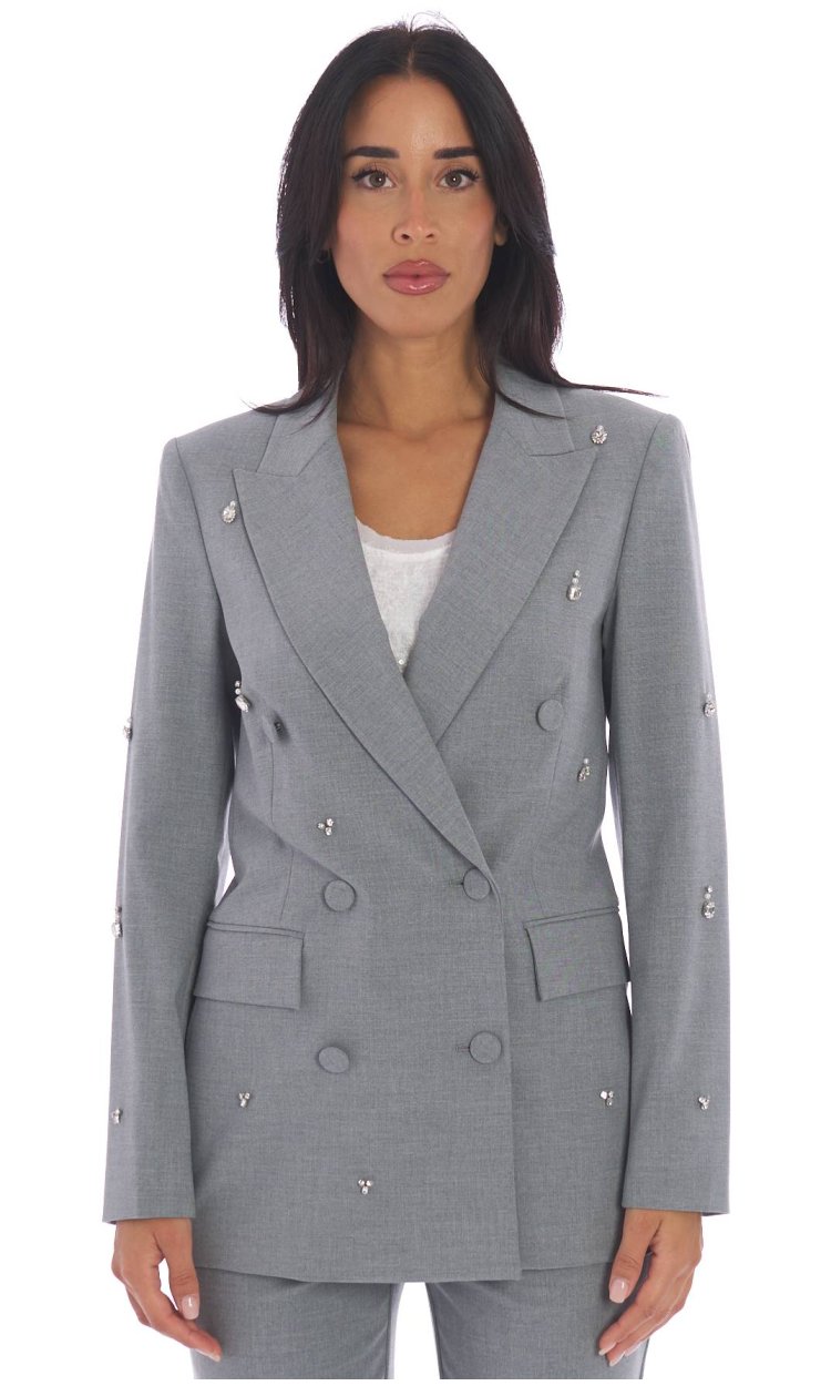 TWINSET ACTITUDE DOUBLE BREASTED BLAZER WITH STONES