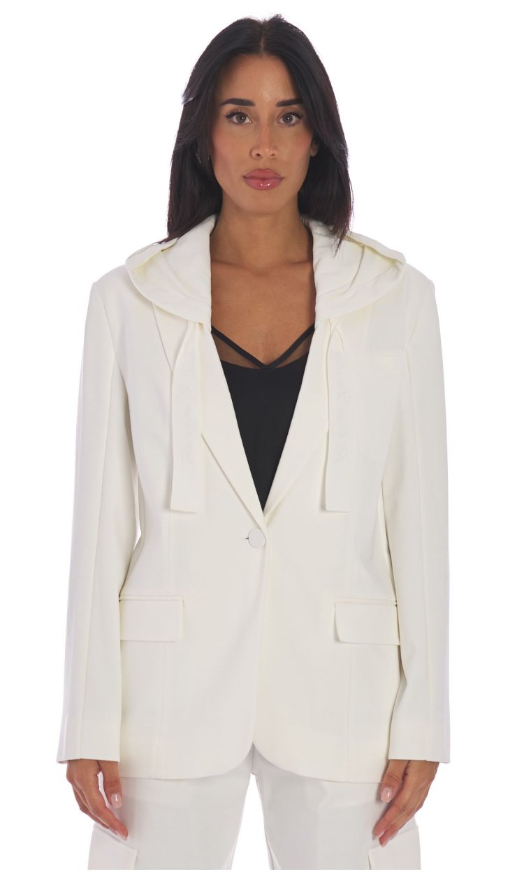 TWINSET ACTITUDE BLAZER WITH HOOD WHITE